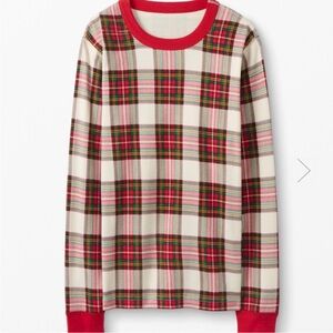 Hanna Andersson Holiday Christmas Red Plaid Long John Pajama Top Adult Large